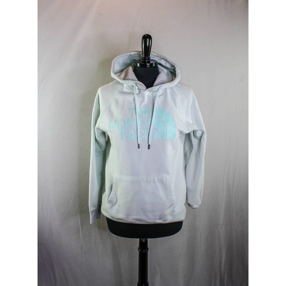 North Face Hoodie Sweatshirt Logo Very Light Green Blue Size M - Picture 1 of 4